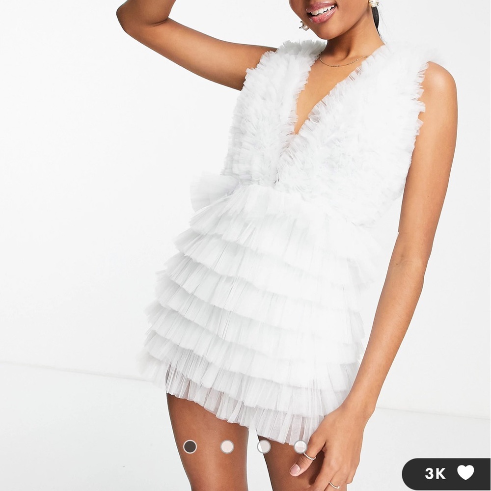 Lace & Beads exclusive backless ruffle mini dress in baby blue